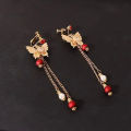Ancient Chinese Style Women Long Tassel Step Shake Flowerpin Clip Hair Comb Earring Jewelry Bridal Headpiece Pin Accessore ie.