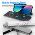 Folding Mini Wireless BT Keyboard With Magnetic Stand Aluminum Alloy Keypad For iPad iPhones Samsung Tablet Rechargeable Keypad.