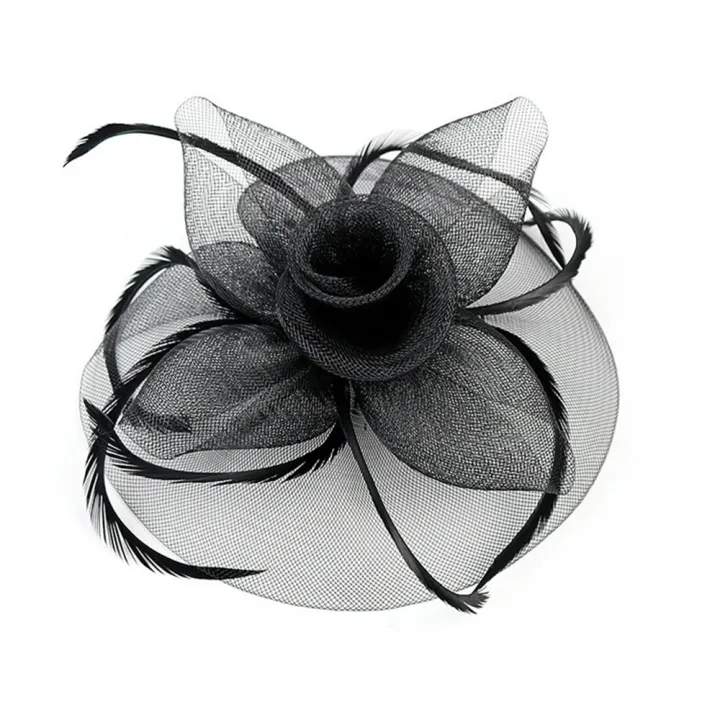 Women%20Fascinator%20Bow%20Hair%20Clip%20Headwear%20Lace%20Feather%20Mini%20Hat%20Wedding%20Party%20Accessory%20Race%20Fashion%20Handmade%20Lady%20-%20Image%204