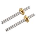2Pcs with Brass Nut 100mm Length T8 Lead Screw Rod 8mm Dia 4 Lead Stainless Steel Trapezoidal Rods Z-axis Upgrade Kit CNC 3D Printer. 