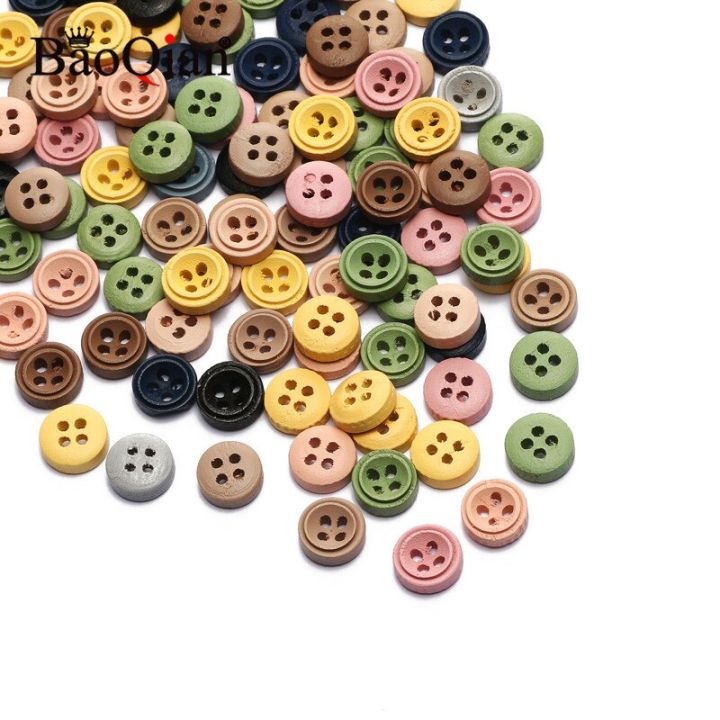 100pcs%209mm%20Mixed%204%20Hole%20Wooden%20Buttons%20For%20Clothing%20Decorative%20Sewing%20Button%20Accessories%20Scrapbooking%20Crafts%20Home%20Decor%20-%20Image%205