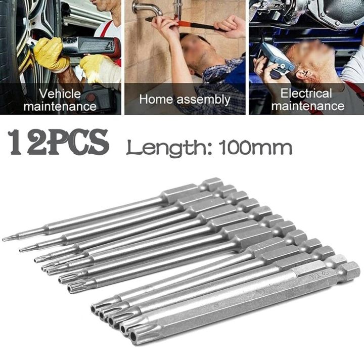 13Pcs%20100mm%20Torx%20Long%20Screwdriver%20Bits%20Set,%20Magnetic%20Torx%20Bit%20Set%20T6-T40,%201/4%20Inch%20Hex%20Shank%20Electric%20Screwdriver%20Tools%20-%20Image%203