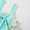 Summer new bow Hand-painted wind tulip flowers Light light halter Summer beach wind sweet Princess dress. 