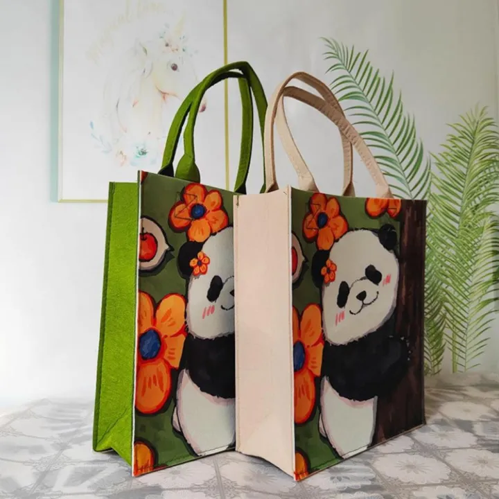 Tote Bag Chinese Panda Handbag Trendy Tote Bag Panda 26*10*30cm Cartoon And Anime Tote Bag Felt Spacious Tote Bag Large Capacity Handbag for School Tote Bag Travel Tote Bag Shopping Tote Bag Work