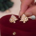 Stud Earrings Shiny Christ Snowflake Ear Studs Fashion Jewelry.