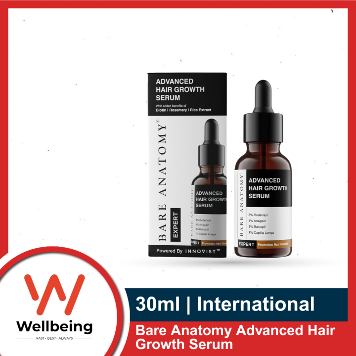 Bare Anatomy Advanced Hair Growth Serum 30ml | 3% Redensyl + 4% Anagain + 3% Baicapil + 1% Capilia Longa, Rosemary, Biotin & Rice Extract | Hair growth & Hair fall control serum for Women & Men