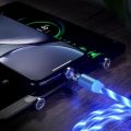 terno 3 in1-1/2M Led Fluid Light Magnetic Charging Mobile Phone Cable Flow Luminous Lighting Cord Charger for Type C / IOS / Micro USB. 