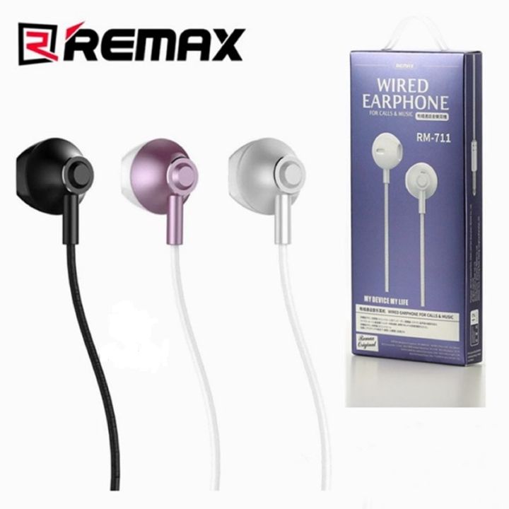 Remax RM-711 In-ear Wired Earphone Stereo With HD Mic Bass Sound -Black ...
