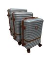 Voyager Elite Hard-Shell Luggage - Silver & Brown. 