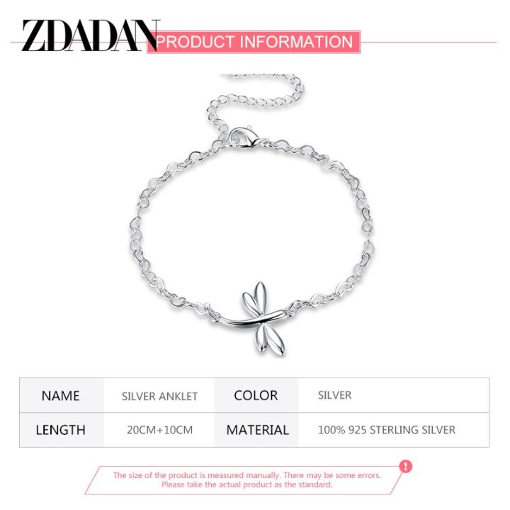 ZDADAN%20925%20Sterling%20Silver%20Dragonfly%20Adjustable%20Chain%20Anklet%20For%20Women%20Fashion%20Jewelry%20-%20Image%207