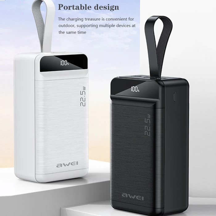 Awei P42K 22.5W PD Power Bank 50,000mAh Portable Powerbank For iPhone 15 14 Series 13 12 Pro Xiaomi Samsung OPPO Vivo Huawei Honor OnePlus Phone
