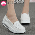 Ladies wedge shoes, large stock Women's Fashion Casual Solid Slip On Wedges Thick Bottom Platforms Work Shoes. 
