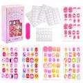 24Pcs/120pcs Set Cartoon Style Kids Nails Detachable Press On Nails Full Cover Press Stick On Nails Children Decoratio. 