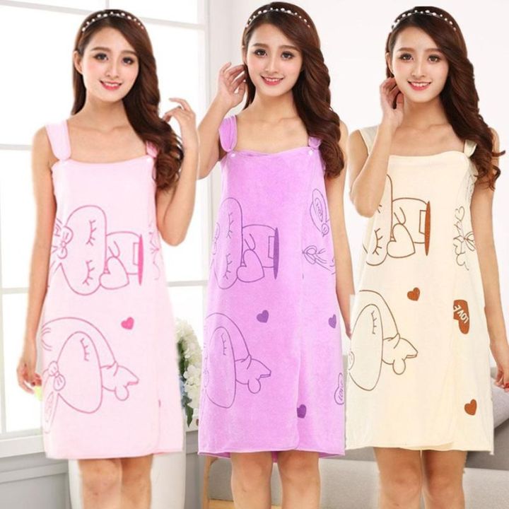 Body%20Towel%20Free%20Size%20Bath%20Gown%20Sling%20Robes%20Home%20Nightwear%20Microfiber%20Women%20Bathrobe%20-%20Image%202