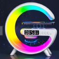 G63 4 In 1 Bluetooth Speaker 10W Multifunctional Wireless Charger LED Atmosphere RGB Night Light Alarm Clock Desk Lamp Bluetooth Speaker Wireless Charging Modern Speaker.