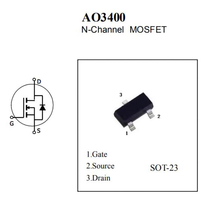 (03 pcs) AO3400 /AO3400A /3400 (A09T) 'SOT-23' SMD N-Channel MOS-FET (Field Effect Transistor)