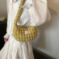 Hot Sale Plaid Quilted Shoulder Bag Pleated Bubbles Trendy Underarm Bag Casual Large Capacity Dumpling Bag Party.