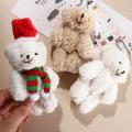 【Shop the Latest Trends】 Bear Plush Doll Bear Scarf Flower Christmas Plush Bear Soft PP Cotton Christmas Bear Doll Cute Cartoon Christmas Bear Plush Pendant Christmas Gift.