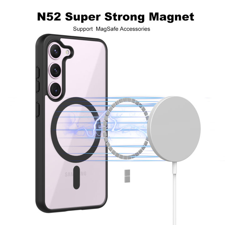For%20Samsung%20Galaxy%20S23%20Mobile%20Cover%20MagSafe%20Compatible%20Shockproof%20Transparent%20Slim%20Fit%20Wireless%20Charging%20supported%20Frosted%20Border%20Phone%20Back%20Case%20Mobile%20Cover%20-%20Image%203