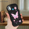 Hontinga for Infinix Smart 5 Hot 10 Lite Back Cover Pink Butterfly Pattern Luxury Phone Cover Soft Silicone Macaron Wave Mobile Case. 