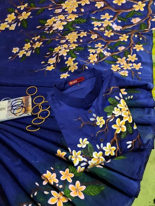 Stylesh & fashionable best Hand Print Half Silk couple dress Sharee and panjabi for man and women