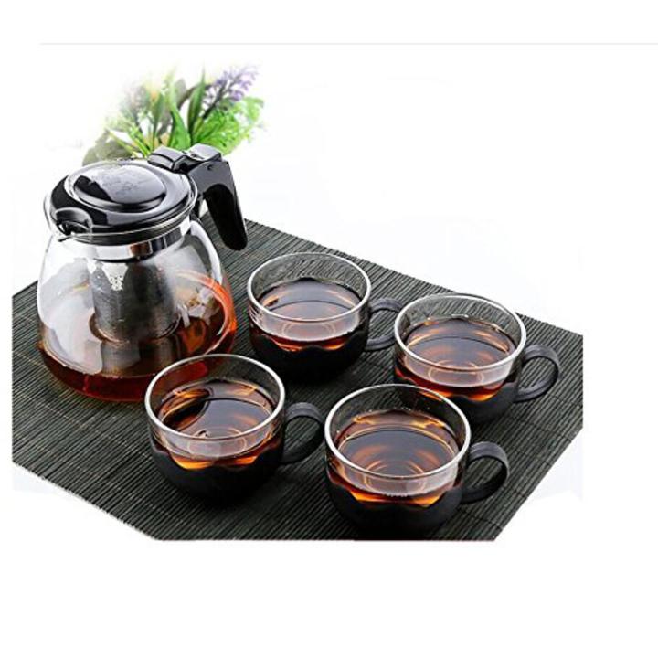 5 Pcs Heath Tea Set Heat Resistance Glass Teapot and Teacups Set ...