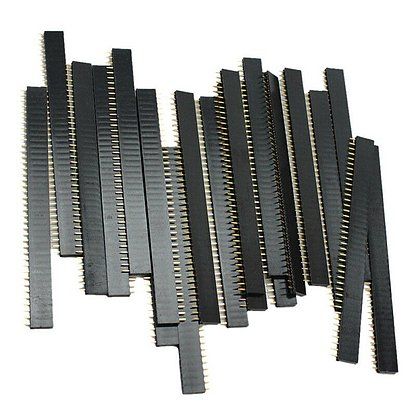 2Pcs- 40x1 ROW Female Header Pin 40x1 Straight Pins Single Row 2.54mm Pitch Pin Female Header Connectors Strip For Breadboard Friendly Electronics Circuitry & Parts