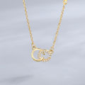 s925 sterling silver double C necklace women's lock rose gold Japanese and Korean version bone chain zircon, net red temperament necklace necklace with zircon. 