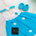 Kushi kata Cotton Frock,hair band and Shoes for Kids - বাচ্চাদের জামা.