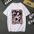 Anime Cartoon T Shirt Women Demon Slayer Kimetsu No Yaiba Clothes Streetwear Print Loose Tops Korean Summer Black T-shirt.