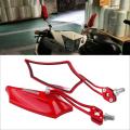 Rear view mirror or Universal Looking Glass For Motorcycle. Full Body Metal. RED Model 1101. 