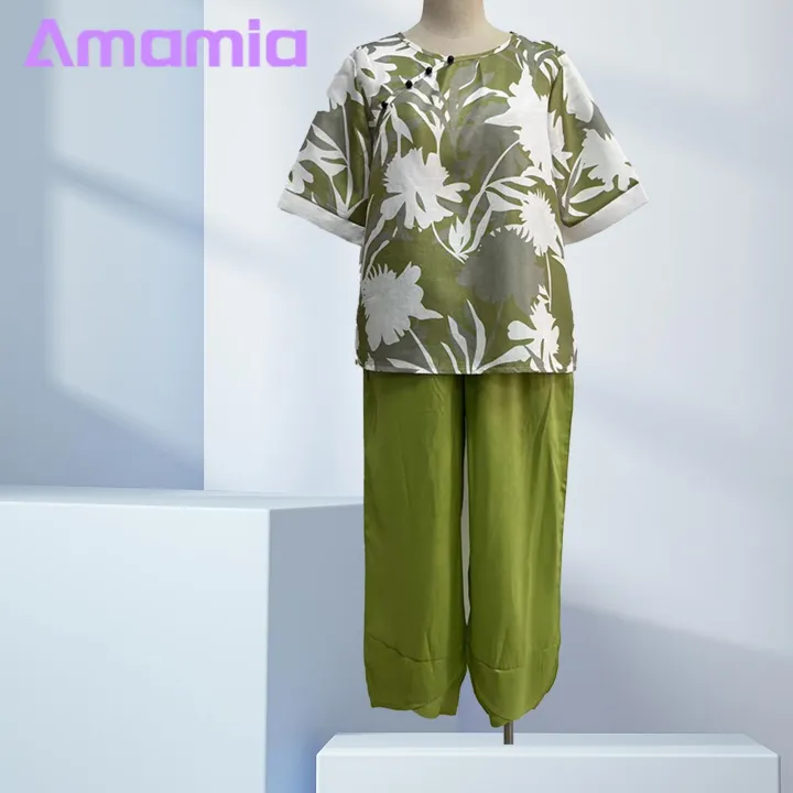 Amamia%20Blouse%20Trousers%20Round%20Neck%20Flower%20Print%20Pullover%20Top%20Pants%20-%20Image%208