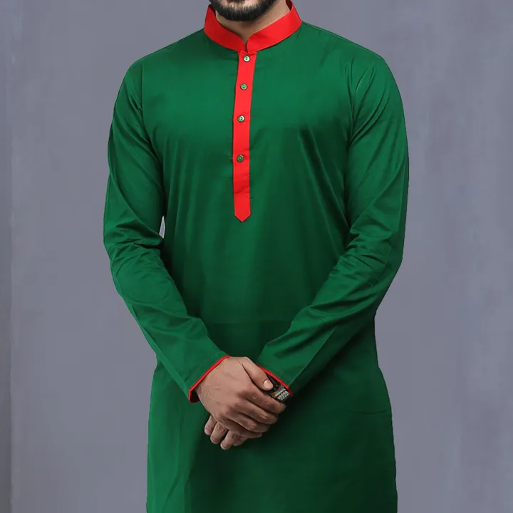 Bottle%20Green%20Solid%20Color%20Semilong%20Panjabi%20-%20Trendy%20Men's%20Fashion%20-%20Classic%20and%20Stylish%20-%20Make%20a%20Statement%20with%20Simple%20and%20Elegant%20Attire%20-%20Image%203