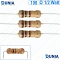 100 ohm 1/2 watt Half watt Resistor ±5% 100Ω 100 ohms Carbon Film Resistance Dunia BD. 