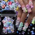 Mixed Design 3D Resin Nail Art Decorations Charms Kawaii Accessories Camellia Butterfly Heart Manicure Part.