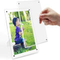 Frameless Acrylic picture frame Stylish Magnetic Desktop frameless photo frame Transparent Double-sided Transparent acrylic frame for Home decoration Office display Gallery exhibition Gifts Photo display solution.