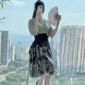 Cao Zhou Yuyue Women's Han Chinese Clothing Song Style Skirt Summer Daily Thin Mid-Length Printing Horse-Face Skirt. 