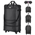 Fashion Wheels Expandable Foldable Rolling Duffel Travel Bag-F023(Black). 