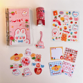Creative Hand Ledger Set Notebook Mini Three-hole Loose-leaf Book Storage Cute Cartoon Girl Heart Diary Student Notebook. 