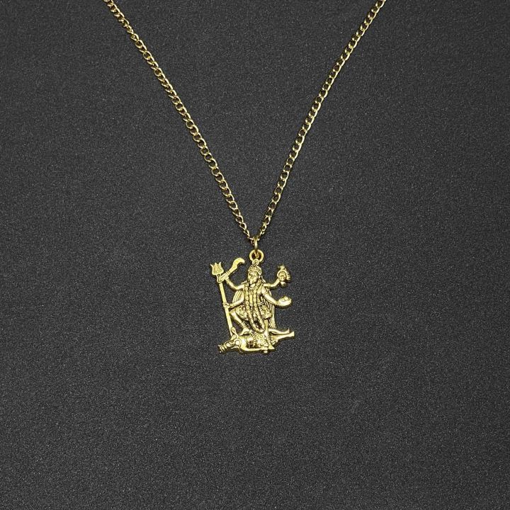 Maa Kali Locket with Chain for Men & Women / Golden