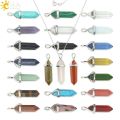 Csja Natural Stone Necklace Crystal Pendant Necklaces Hexagonal Reiki Chakra Raw Purple Gem Women Jewelry E056. 