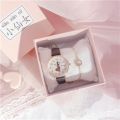 J047 Cute girly watch Korean version simple literature and art small fresh white with ins girls junior high school students Japanese cherry blossom powder.