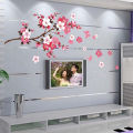 Removable Pink Color Butterflies Peach Blossom Pattern Wall Sticker for Living Room Bedroom. 