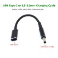 Type C to 4.5x3.0mm Plug Converter 100W USB C PD Fast Charging Cable for HP / Dell Laptop Charger DC 4.5*3.0. 