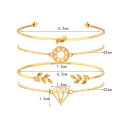New Trendy Fashionable 4Pcs/ Set Women Simple Design Gold Plated Chain Bracelet for Girls Simple Stylish / Bracelets for Women. 