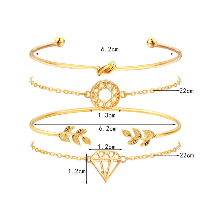 New%20Trendy%20Fashionable%204Pcs/%20Set%20Women%20Simple%20Design%20Gold%20Plated%20Chain%20Bracelet%20for%20Girls%20Simple%20Stylish%20/%20Bracelets%20for%20Women%20-%20Image%204