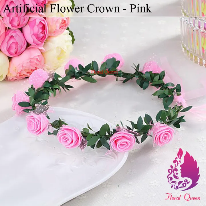 Artificial%20Flower%20Crown%20Wedding%20Bride%20Rose%20Foam%20Flower%20Headband%20-%20Pink%20-%20Hair%20Band%20-%20Hair%20Clip%20-%20Hair%20Band%20-%20Hair%20Clip%20-%20Crown%20-%20Image%203