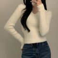 White Sweater Women 2023 Autumn Winter Soft Warm Clothes Long Sleeve Pullover Sweaters V Neck Slim Knitted Crop Tops Pull Femme. 