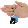PVC Motorcycle Helmet Keyring Motorbike Safety Helmet Model Keychain Key Ring Key Holder (Blue). 