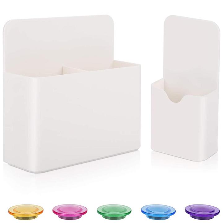 2 Pack Magnetic Storage Racks - Strong Hold For Whiteboard Markers, Pens, Tools On Fridge, Locker, Metal Cabinet (White)